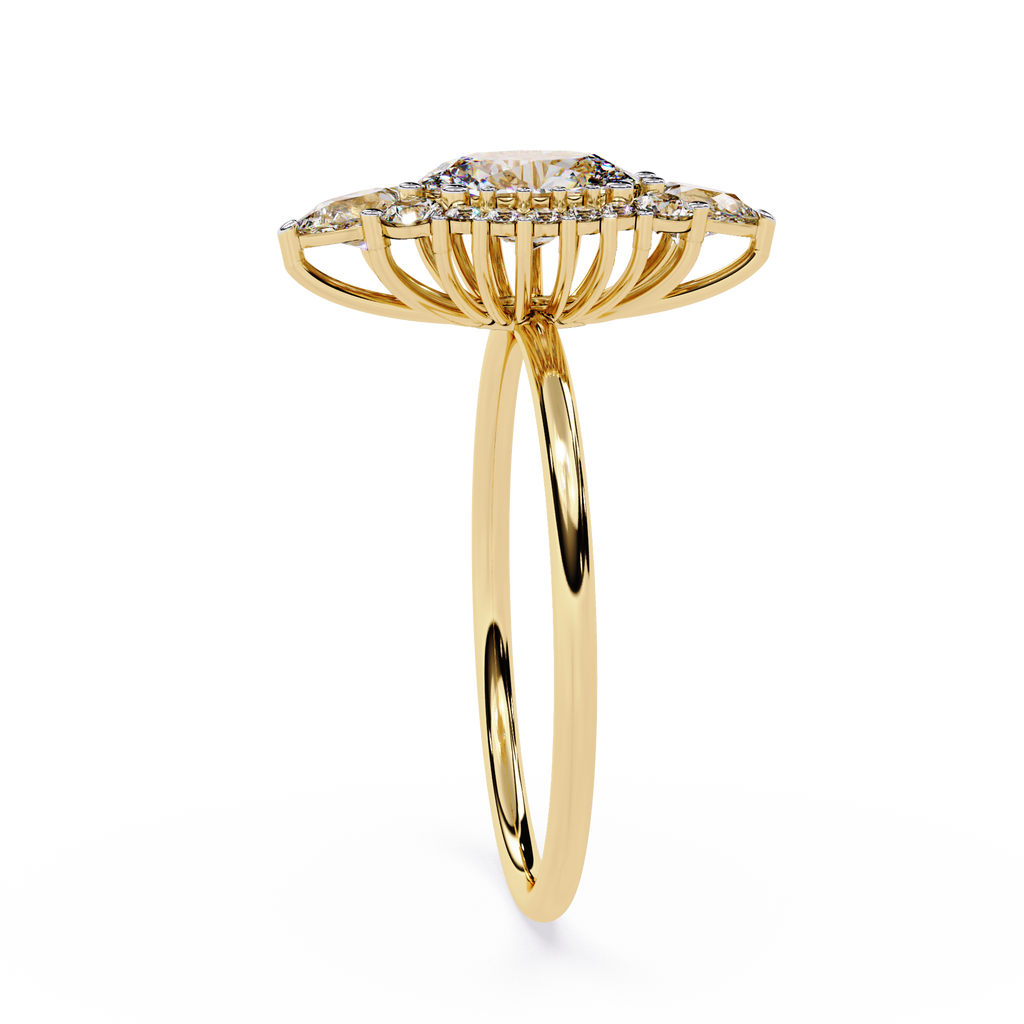 Oval Halo Diamond Cluster Engagement Ring – 0.66 CT Oval Cut with Round & Pear Diamond Bridal Jewelry– Lustraa’s Halo Ring