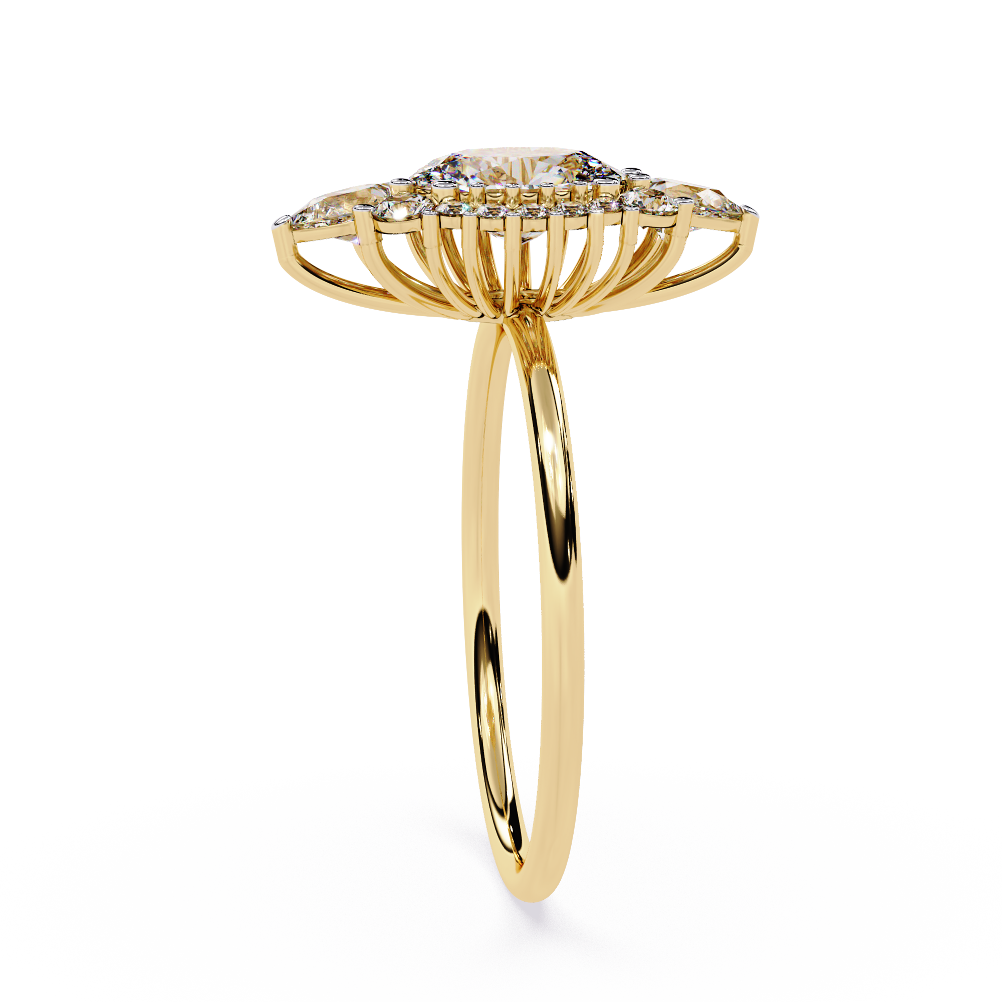 Oval Halo Diamond Cluster Engagement Ring – 0.66 CT Oval Cut with Round & Pear Diamond Bridal Jewelry– Lustraa’s Halo Ring