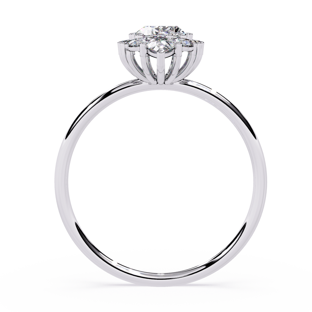 Oval Halo Diamond Cluster Engagement Ring – 0.66 CT Oval Cut with Round & Pear Diamond Bridal Jewelry– Lustraa’s Halo Ring