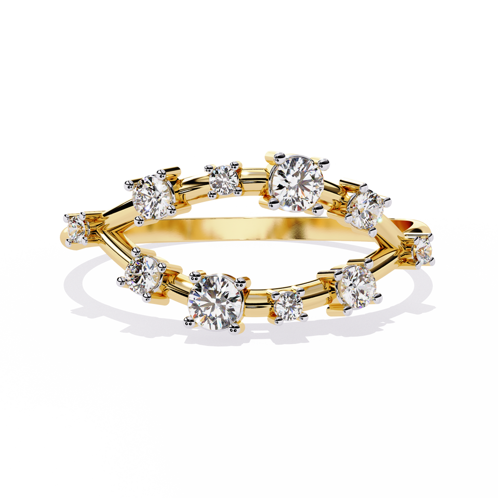 Split Shank Diamond Ring – Round Cut Multi-Stone Band – Elegant Statement Ring – Modern Anniversary Jewelry – Lustraa’s Criss Cross Ring