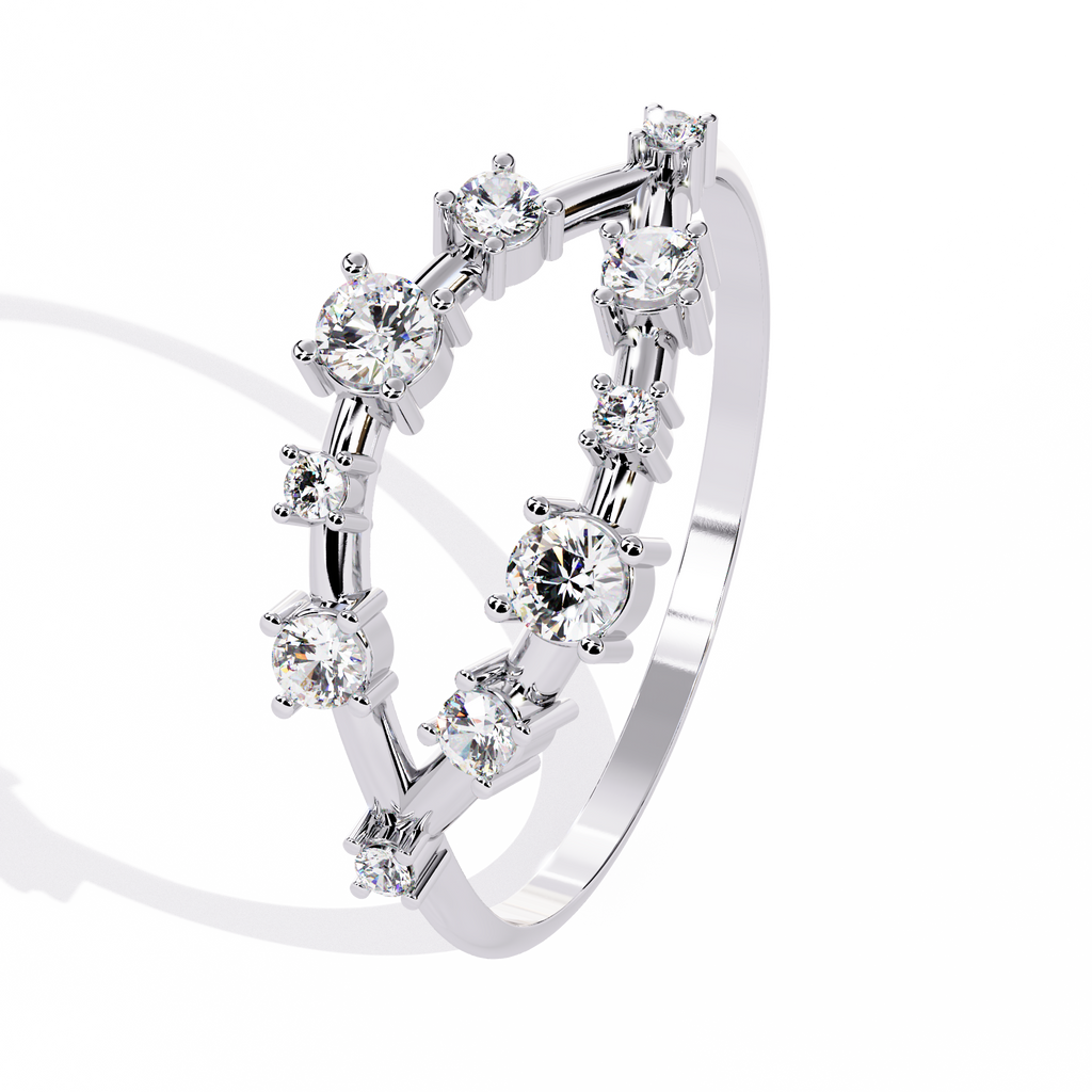 Split Shank Diamond Ring – Round Cut Multi-Stone Band – Elegant Statement Ring – Modern Anniversary Jewelry – Lustraa’s Criss Cross Ring