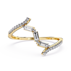 Crossover Curved Diamond  Ring – Baguette & Round Cut Lab Diamond - Modern Minimalist Open Band Statement Ring– Lustraa’s Minimalist Ring