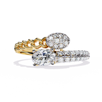 Oval Cut Diamond Engagement Ring – Lab Grown Diamond with Chain Link Design & Pavé Setting - Modern Luxury Ring  - Lustraa’s Open Band Ring