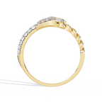 Oval Cut Diamond Engagement Ring – Lab Grown Diamond with Chain Link Design & Pavé Setting - Modern Luxury Ring  - Lustraa’s Open Band Ring