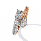 Oval Cut Diamond Engagement Ring – Lab Grown Diamond with Chain Link Design & Pavé Setting - Modern Luxury Ring  - Lustraa’s Open Band Ring