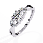 Round Halo Diamond Ring – 0.47 CT Round with Marquise Diamonds – Unique Split Shank Engagement Bridal Jewelry – Lustraa’s Split Shank Ring