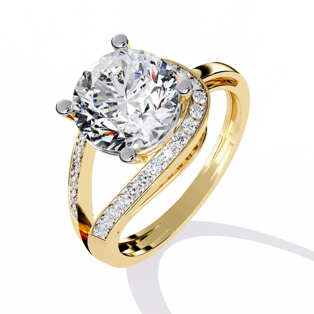 Split Shank Diamond Engagement Ring – 2.73 CT Round Cut Diamonds with Accent Stones – Modern Bridal Jewelry– Lustraa’s Criss Cross Ring