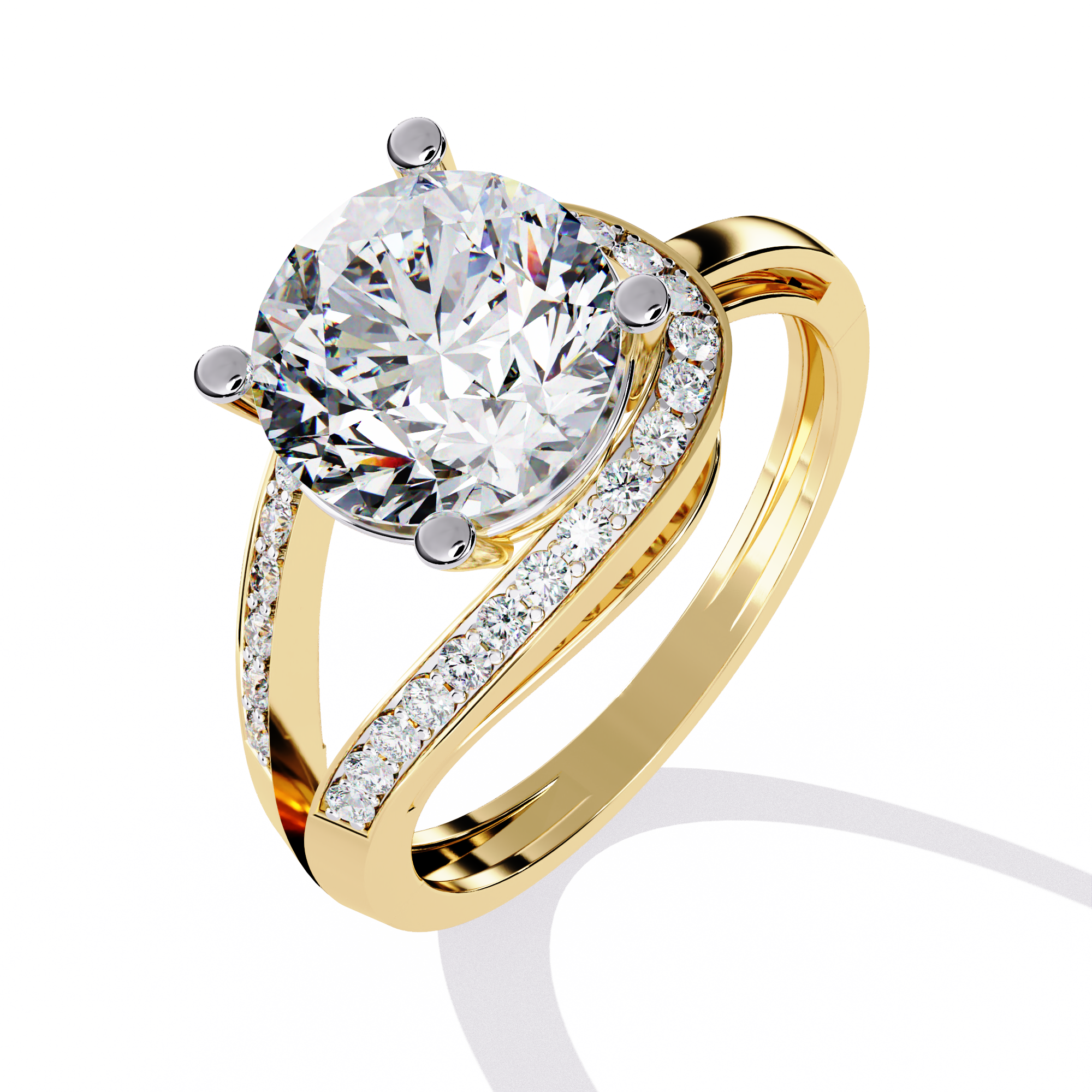 Split Shank Diamond Engagement Ring – 2.73 CT Round Cut Diamonds with Accent Stones – Modern Bridal Jewelry– Lustraa’s Criss Cross Ring