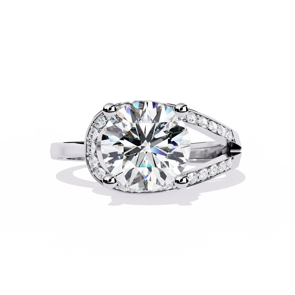 Split Shank Diamond Engagement Ring – 2.73 CT Round Cut Diamonds with Accent Stones – Modern Bridal Jewelry– Lustraa’s Criss Cross Ring