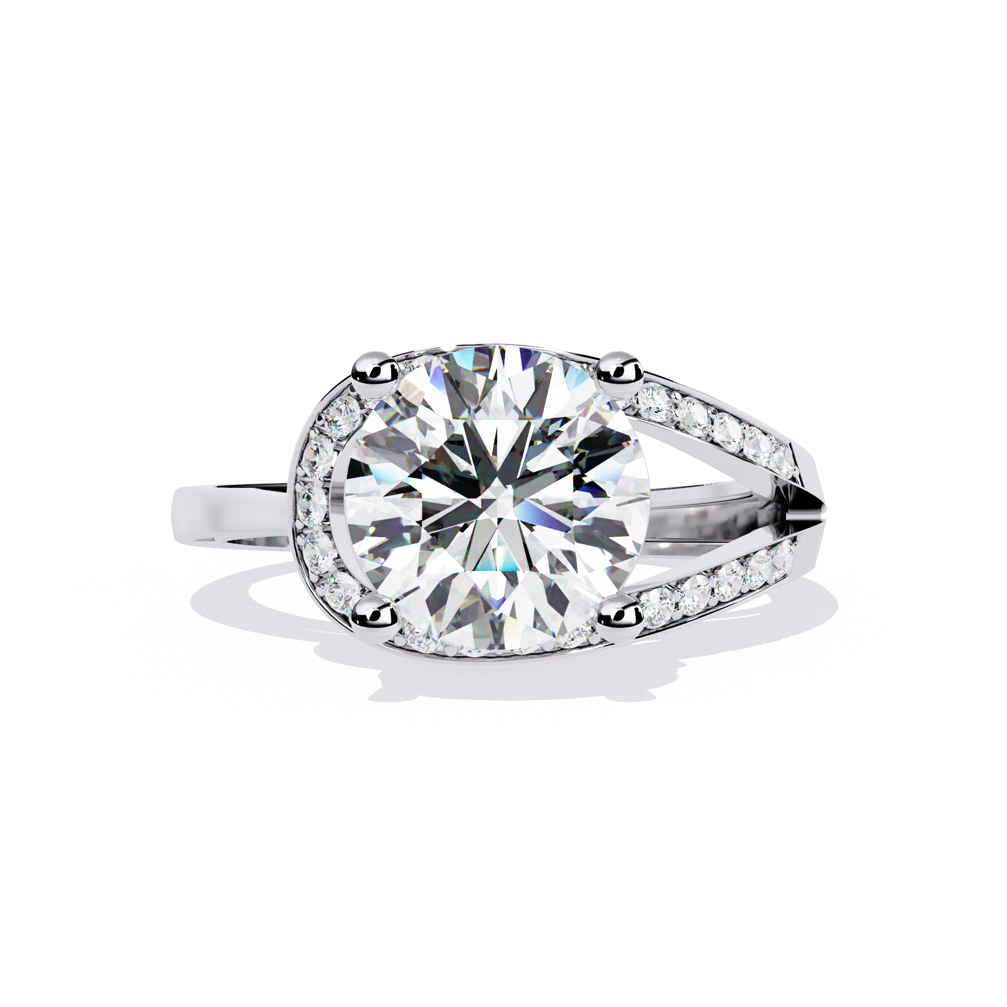 Split Shank Diamond Engagement Ring – 2.73 CT Round Cut Diamonds with Accent Stones – Modern Bridal Jewelry– Lustraa’s Criss Cross Ring