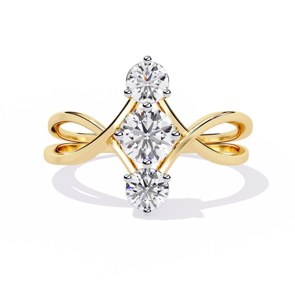 Three Stone Diamond Ring – Infinity Band Engagement Ring – Unique Bridal Anniversary Jewelry – Lustraa’s Multi-Stone Ring