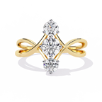Three Stone Diamond Ring – Infinity Band Engagement Ring – Unique Bridal Anniversary Jewelry – Lustraa’s Multi-Stone Ring