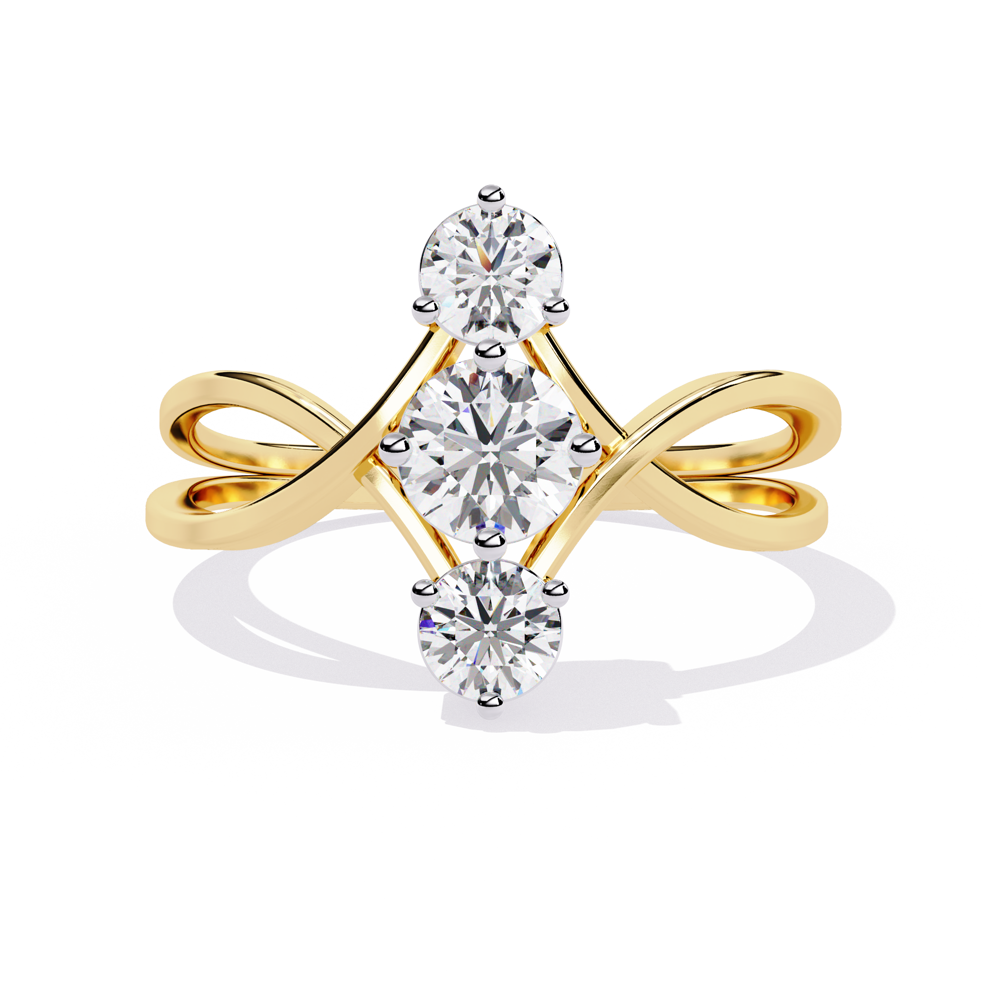 Three Stone Diamond Ring – Infinity Band Engagement Ring – Unique Bridal Anniversary Jewelry – Lustraa’s Multi-Stone Ring