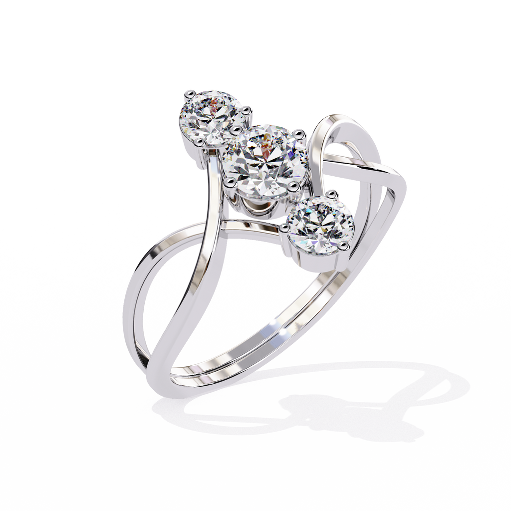 Three Stone Diamond Ring – Infinity Band Engagement Ring – Unique Bridal Anniversary Jewelry – Lustraa’s Multi-Stone Ring