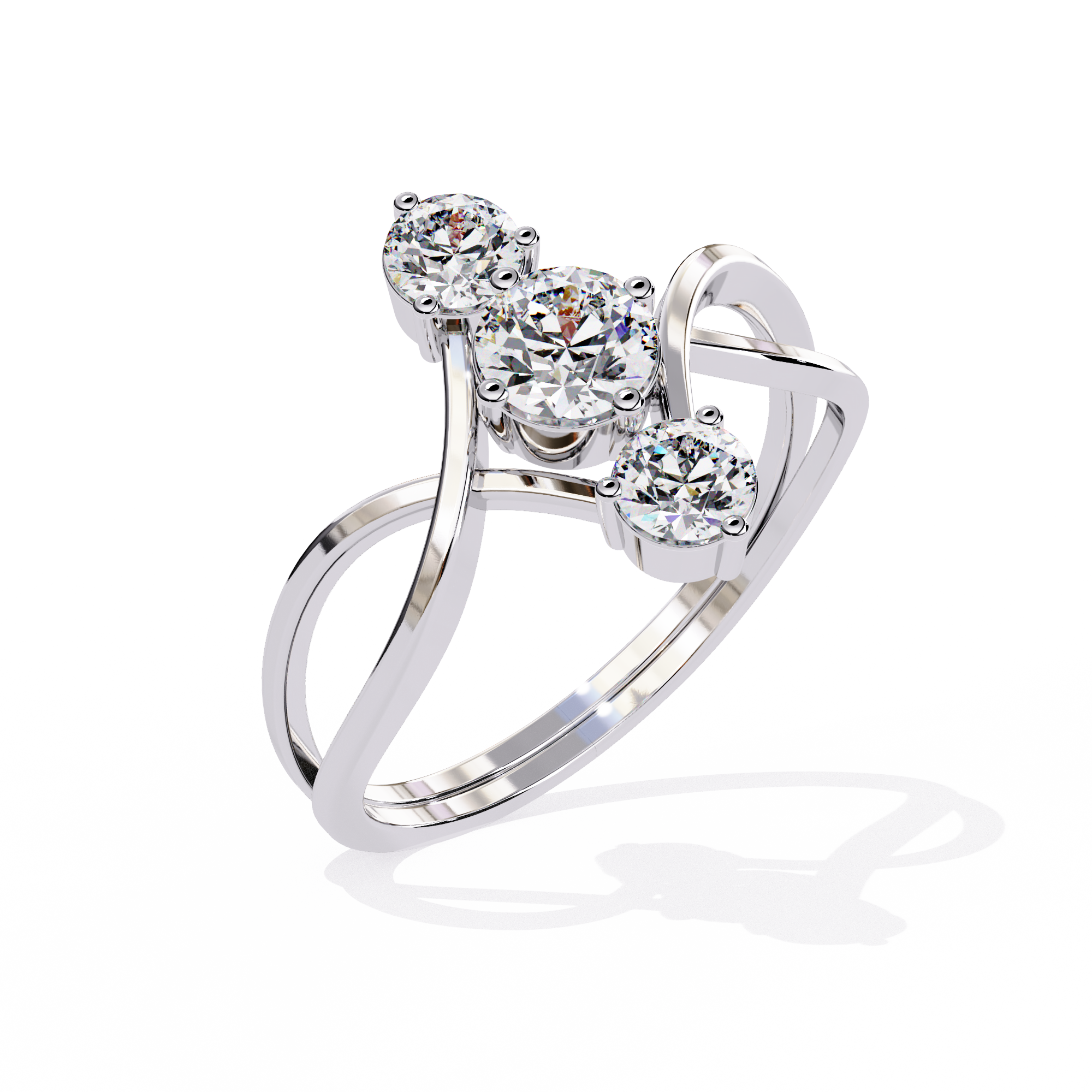 Three Stone Diamond Ring – Infinity Band Engagement Ring – Unique Bridal Anniversary Jewelry – Lustraa’s Multi-Stone Ring
