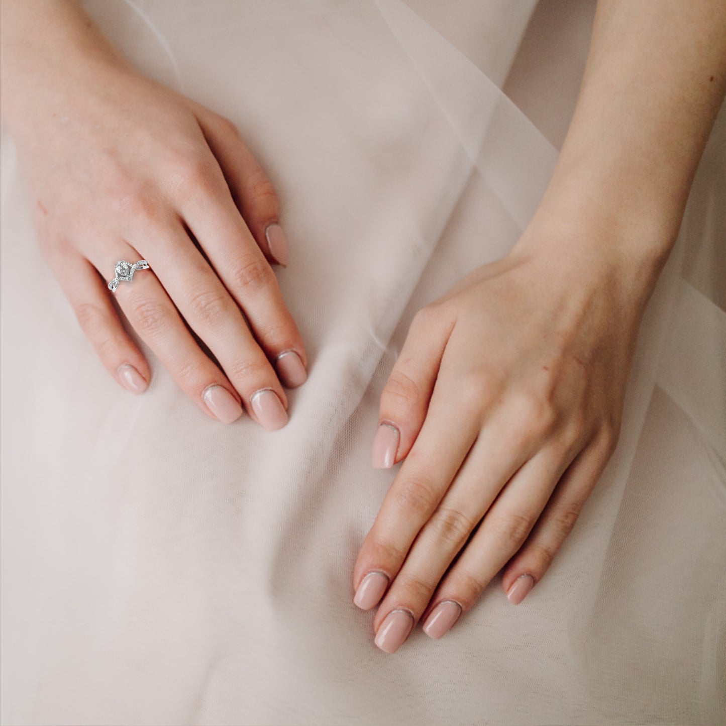 Lab Grown Pear-Cut Diamond Engagement Ring with V-Shaped Pave Band & Twisted Shank – Lustraa’s Fancy Solitaire Ring