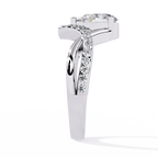 Pear Cut Lab Grown Diamond Engagement Ring – V-Shaped Pavé Band with Twisted Shank – Modern Solitaire Ring – Lustraa’s Fancy Solitaire Ring