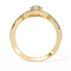 Pear Cut Lab Grown Diamond Engagement Ring – V-Shaped Pavé Band with Twisted Shank – Modern Solitaire Ring – Lustraa’s Fancy Solitaire Ring