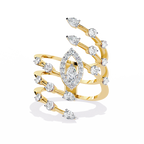 Marquise Lab Grown Diamond Statement Ring – Multi Band Open Ring with Pear Diamond Accents - Modern Cocktail Ring
