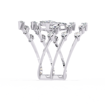 Lab Grown Marquise Diamond Statement Ring – Multi Band Open Design with Pear Accents - Lustraa’s Multiple Band Ring