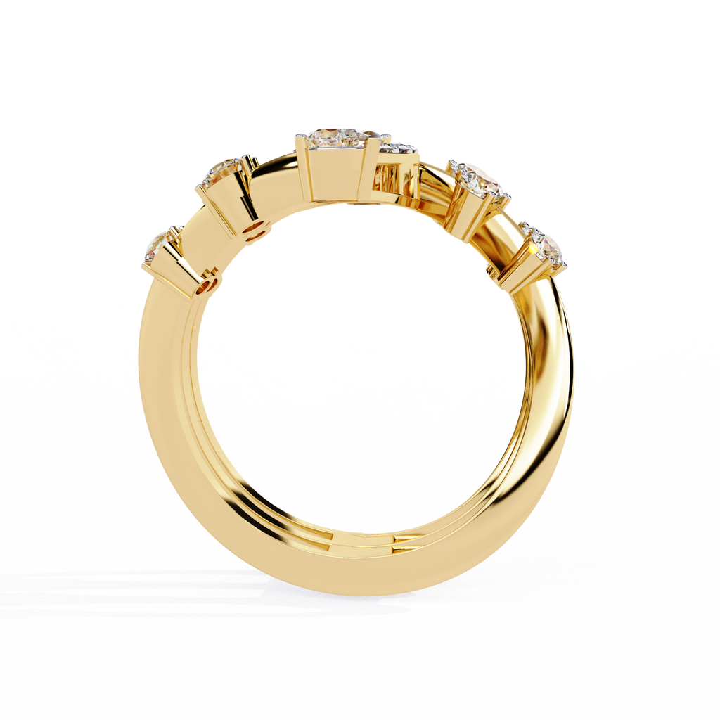 Marquise Lab Grown Diamond Statement Ring – Multi Band Open Ring with Pear Diamond Accents - Modern Cocktail Ring