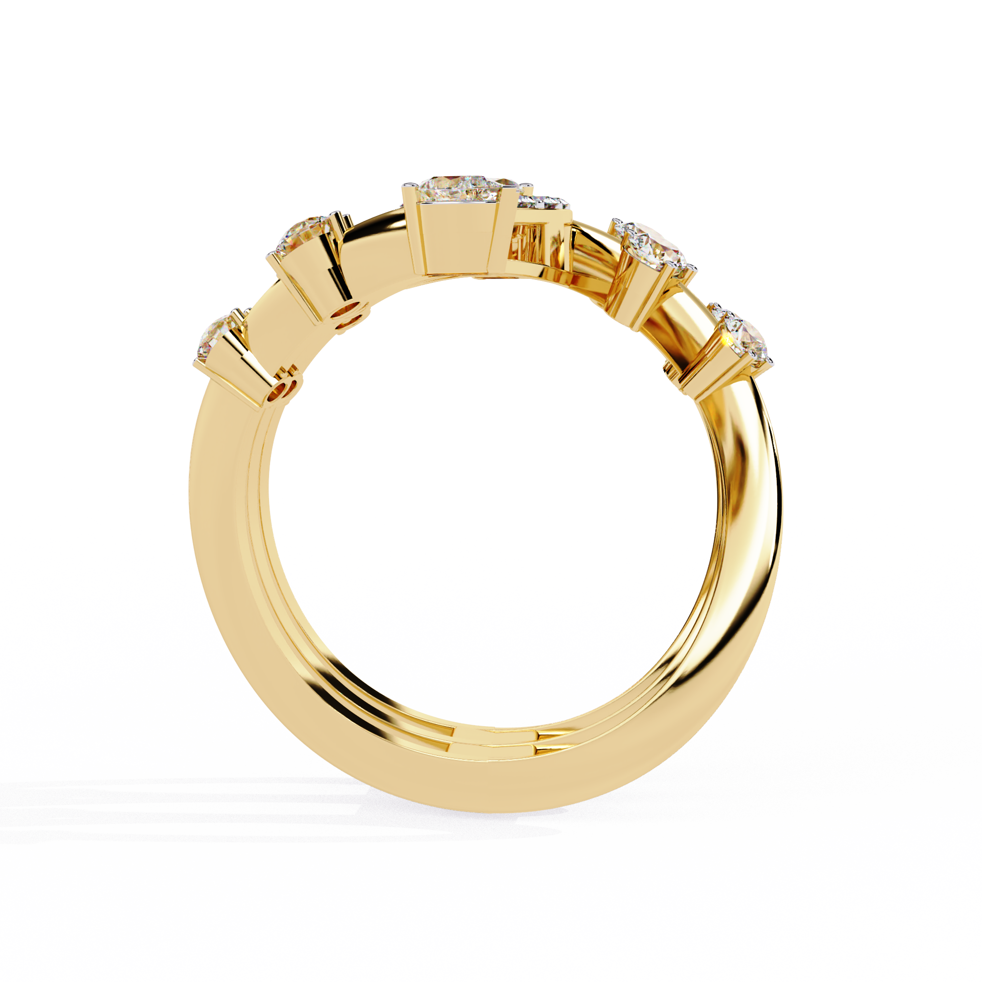 Marquise Lab Grown Diamond Statement Ring – Multi Band Open Ring with Pear Diamond Accents - Modern Cocktail Ring