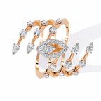 Marquise Lab Grown Diamond Statement Ring – Multi Band Open Ring with Pear Diamond Accents - Modern Cocktail Ring