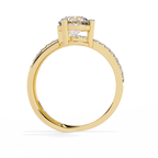 Round Brilliant Lab Grown Diamond Ring – Modern Open Band Engagement Ring with Pave Accents - Minimalist Diamond Ring