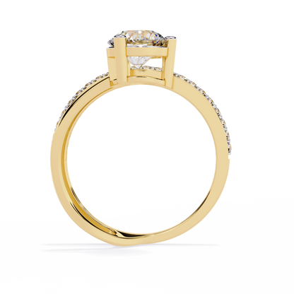 Lab Grown Round Brilliant Diamond Ring – Modern Open Band Engagement Ring with Pave Accent - Lustraa’s Multiple Band Ring