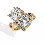 Toi et Moi Cushion Cut Diamond Ring – Split Shank Engagement Ring – Two Stone Bridal Anniversary Jewelry – Lustraa’s Toi et Moi Ring