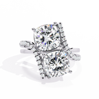 Toi et Moi Cushion Cut Diamond Ring – Split Shank Engagement Ring – Two Stone Bridal Anniversary Jewelry – Lustraa’s Toi et Moi Ring