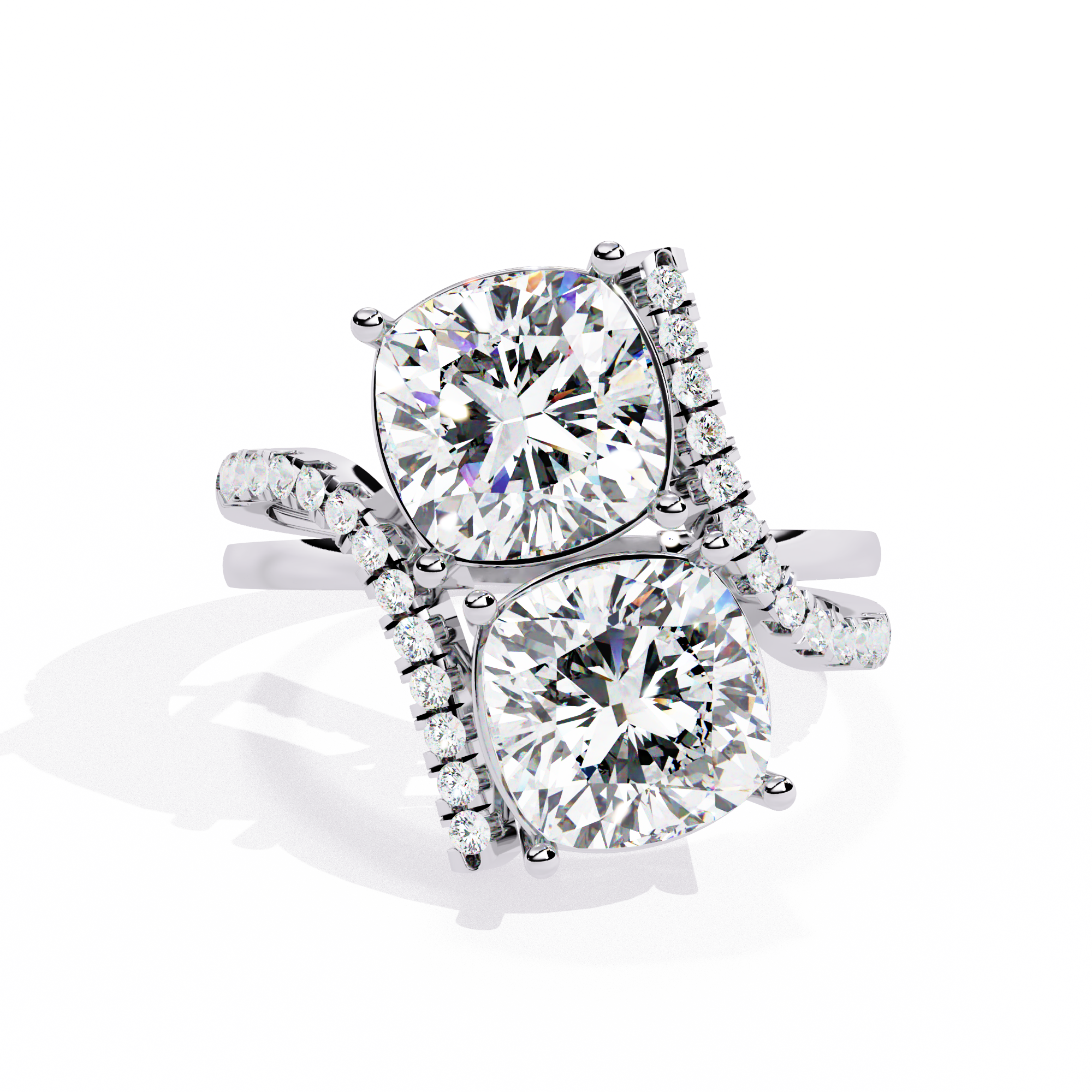 Toi et Moi Cushion Cut Diamond Ring – Split Shank Engagement Ring – Two Stone Bridal Anniversary Jewelry – Lustraa’s Toi et Moi Ring