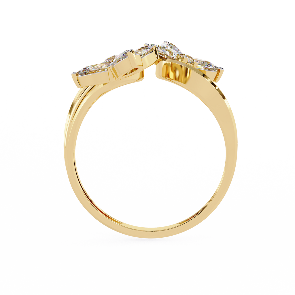 Lab Grown Diamond Floral Ring – Pear & Round Diamond Open Wrap Statement Ring – Unique Cocktail Ring – Lustraa’s Floral Ring