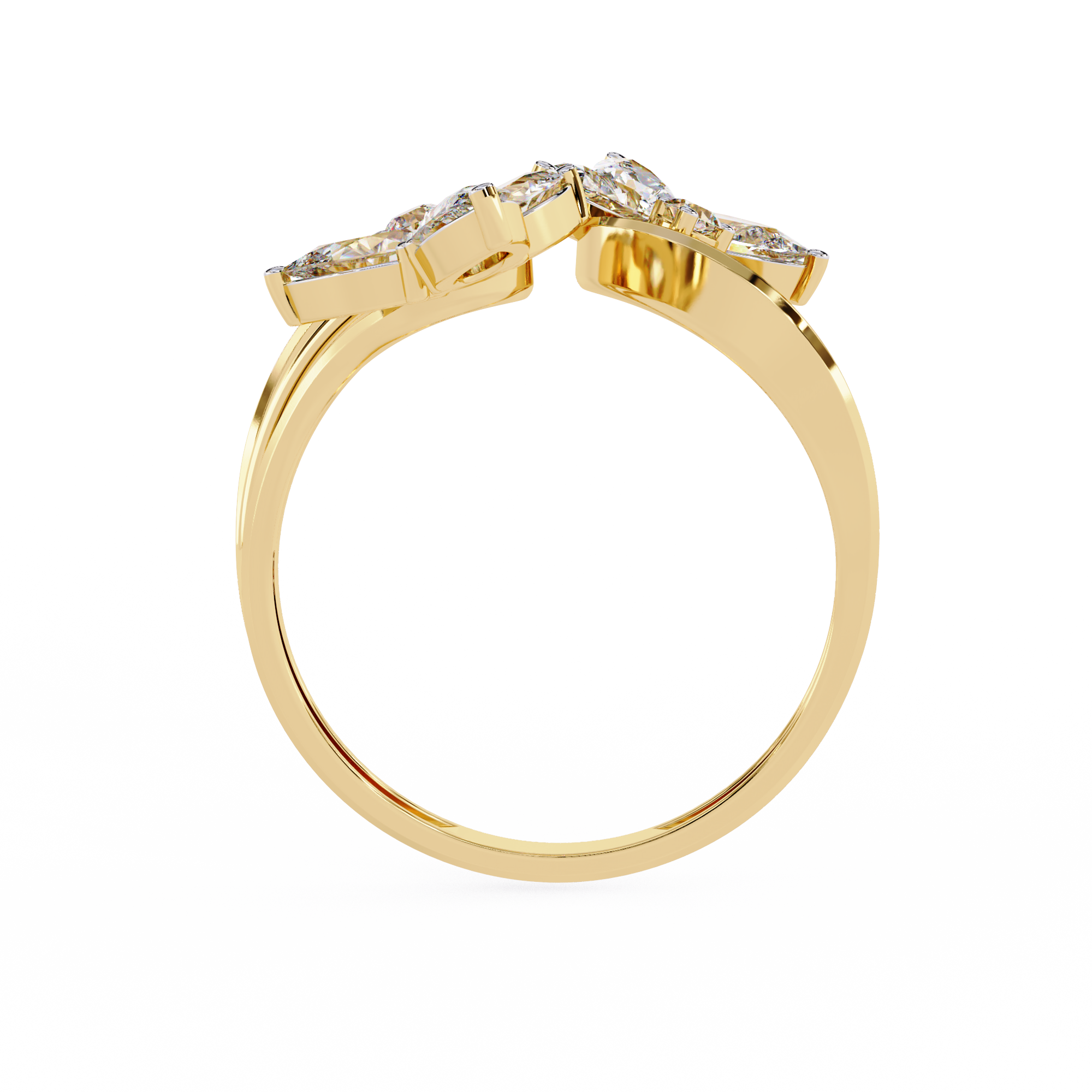 Lab Grown Diamond Floral Ring – Pear & Round Diamond Open Wrap Statement Ring – Unique Cocktail Ring – Lustraa’s Floral Ring