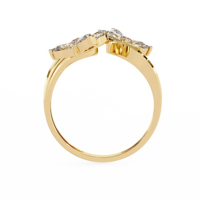 Lab Grown Diamond Floral Ring– Pear & Round Diamond Open Wrap Statement Design -Lustraa’s Floral Ring