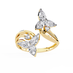 Lab Grown Diamond Floral Ring – Pear & Round Diamond Open Wrap Statement Ring – Unique Cocktail Ring – Lustraa’s Floral Ring