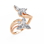 Lab Grown Diamond Floral Ring – Pear & Round Diamond Open Wrap Statement Ring – Unique Cocktail Ring – Lustraa’s Floral Ring
