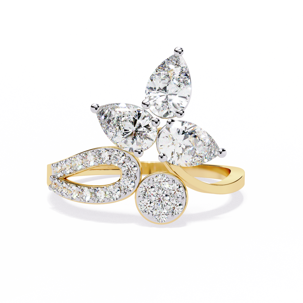 Pear Cut Diamond Multi Stone Ring –Unique Cluster Engagement Ring –Floral Inspired Band –Modern Statement Jewelry–Lustraa’s Multi Stone Ring