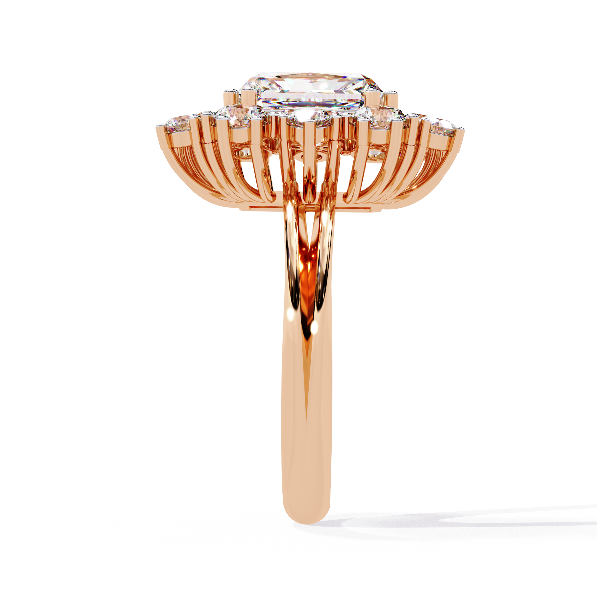 Radiant Cut Halo Diamond Ring – Round Diamond Cluster Statement Ring – Luxury Bridal Engagement Jewelry – Lustraa’s Halo Ring