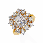Radiant Cut Halo Diamond Ring – Round Diamond Cluster Statement Ring – Luxury Bridal Engagement Jewelry – Lustraa’s Halo Ring