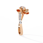 Floral Bow Diamond Ring – 0.43 CT Round Cut Center & Round Cut Diamond Accent Band – Unique Statement Engagement Ring– Lustraa’s Floral Ring
