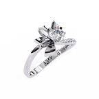 Floral Bow Diamond Ring – 0.43 CT Round Cut Center & Round Cut Diamond Accent Band – Unique Statement Engagement Ring– Lustraa’s Floral Ring