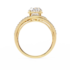 Oval Diamond Split Shank Ring – Criss Cross Engagement Ring with Round Accent Diamonds – Unique Statement Bridal Ring– Lustraa’s Bridal Ring