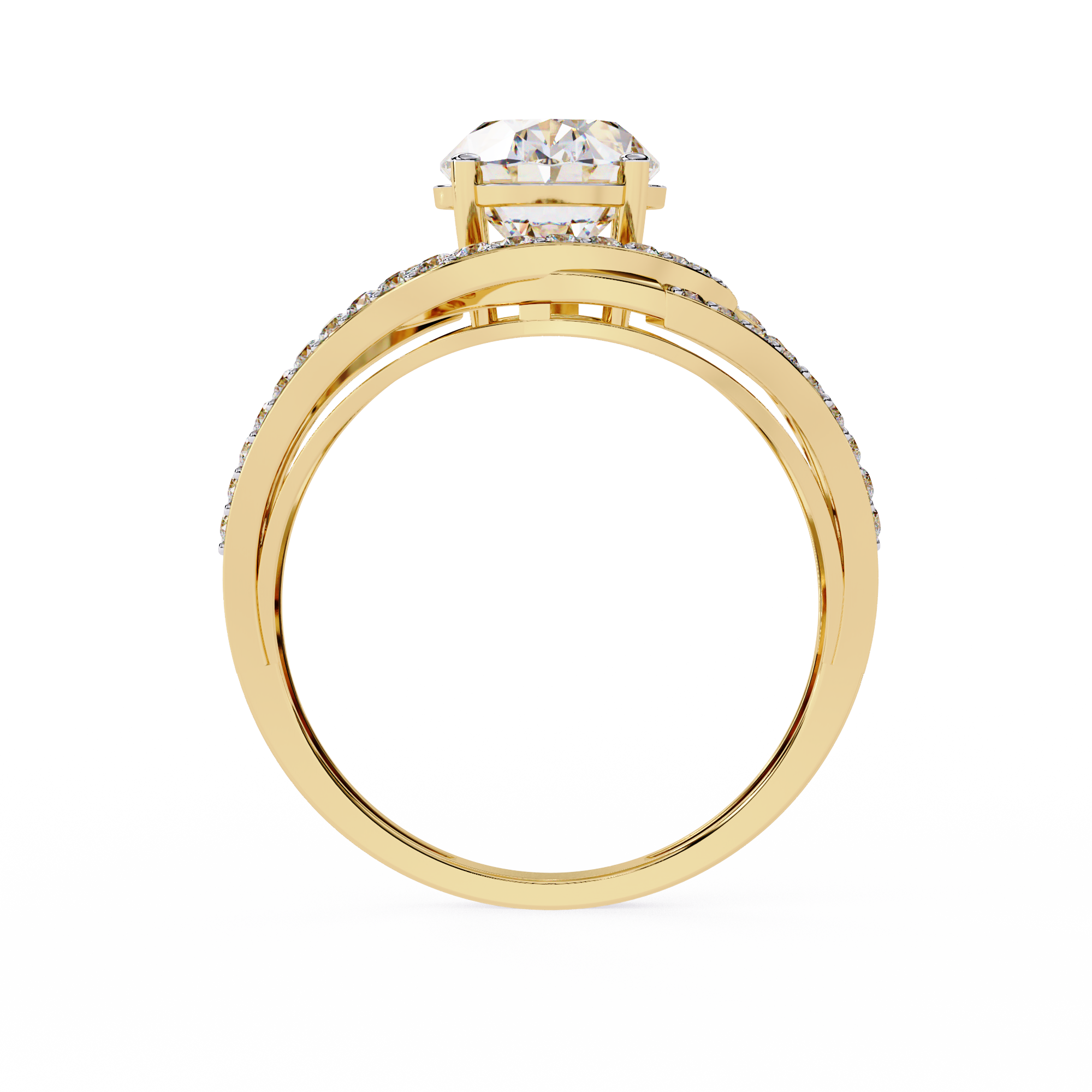Oval Diamond Split Shank Ring – Criss Cross Engagement Ring with Round Accent Diamonds – Unique Statement Bridal Ring– Lustraa’s Bridal Ring