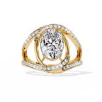 Oval Diamond Split Shank Ring – Criss Cross Engagement Ring with Round Accent Diamonds – Unique Statement Bridal Ring– Lustraa’s Bridal Ring