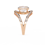 Oval Diamond Split Shank Ring – Criss Cross Engagement Ring with Round Accent Diamonds – Unique Statement Bridal Ring– Lustraa’s Bridal Ring