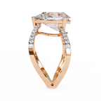 Pear Diamond Split Shank Ring– Criss Cross Engagement Ring with Accent Round Diamonds– Unique Statement Bridal Jewelry–Lustraa’s Bridal Ring