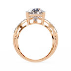 Pear Diamond Split Shank Ring– Criss Cross Engagement Ring with Accent Round Diamonds– Unique Statement Bridal Jewelry–Lustraa’s Bridal Ring