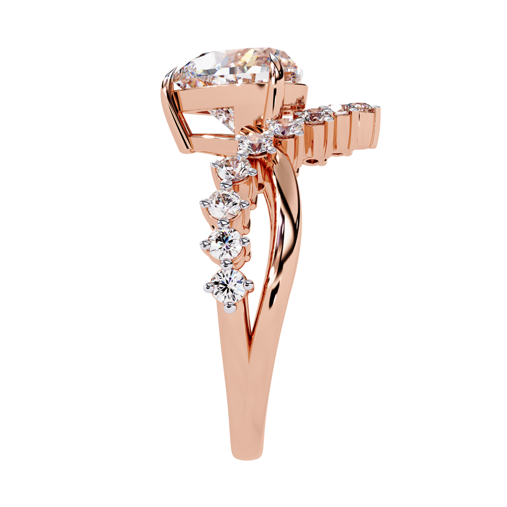 Heart Cut Diamond Bridal Ring– Split Shank Criss Cross Engagement Ring– 2.11 CT Heart Diamond with Round Accents– Lustraa’s Criss Cross Ring