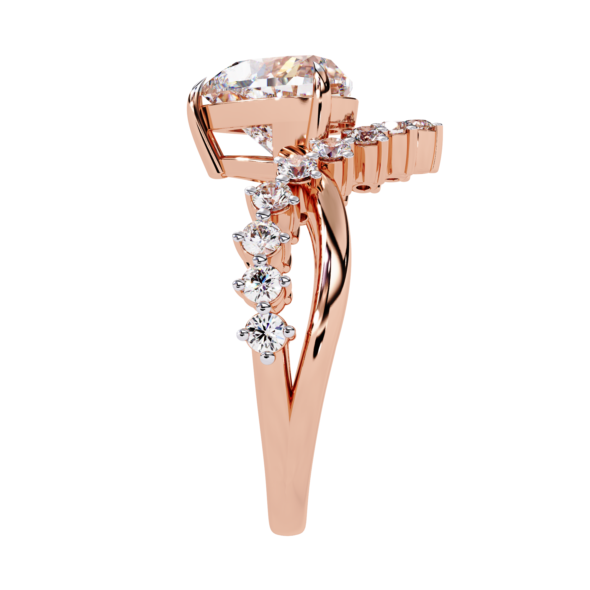 Heart Cut Diamond Bridal Ring– Split Shank Criss Cross Engagement Ring– 2.11 CT Heart Diamond with Round Accents– Lustraa’s Criss Cross Ring